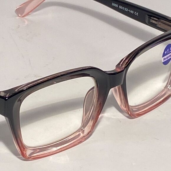 1327 Claudia 1.5 Black Pink Gadient Oversize Reading Glasses Square Concave NWT - Picture 7 of 9